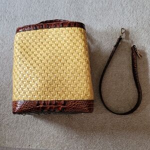 Brahmin Yellow and Brown Woven Backpack